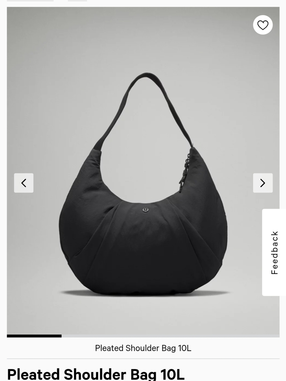 Lululemon Pleated Shoulder Bag 10L - Black